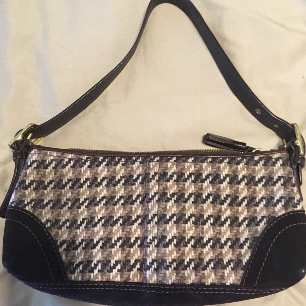 Coach houndstooth tweed purse